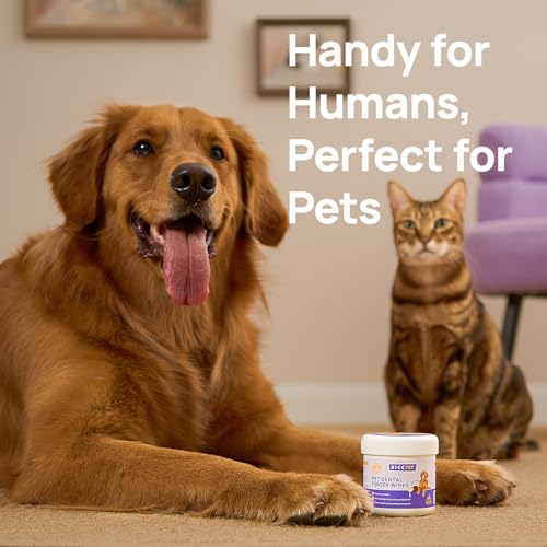 HICC Pet Teeth Cleaning Wipes for Dogs & Cats, Vet-Recommended Remove Bad Breath & Plaque & Tartar Buildup, Dog Tooth Brushing Kit, Dog Breath Freshener, Dogs Toothbrush & Toothpaste Alternatives