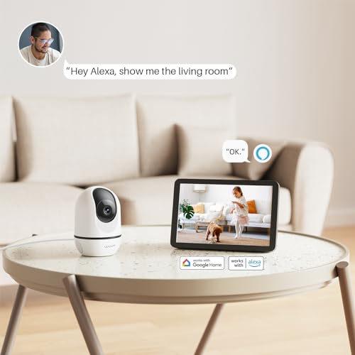WUUK 4MP Indoor Security Camera, Pan Tilt Cam for Baby Monitor, Wi-Fi Home Security Pet Camera for Dog or Cat, Motion Detection & Tracking, Night Vision, 2-Way Audio, Compatible with Alexa & Google
