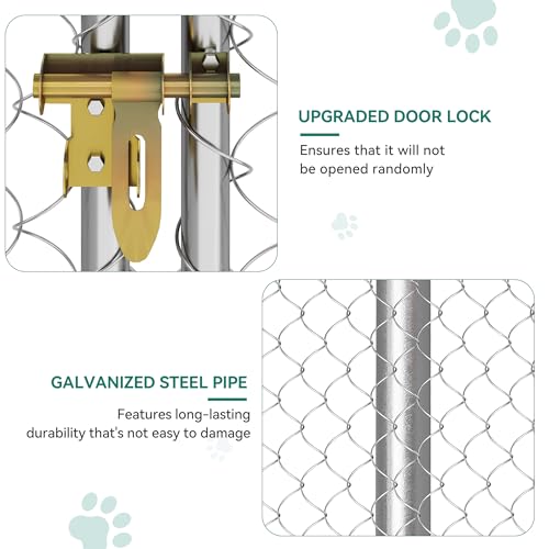 YITAHOME 10'x10' Outdoor Dog Enclosure with Metal Dog Gate, Dog Kennel Outside with Roof, Dog Fence Outdoor for Yard