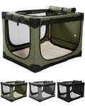 Veraste 33" L x 25" W x 25" H Collapsible Travel Dog Crate, Portable Soft Dog Kennel for Medium Large Dogs up to 60 lbs, 4-Door Foldable Travel Crate with Durable Mesh & Storage BagGreen
