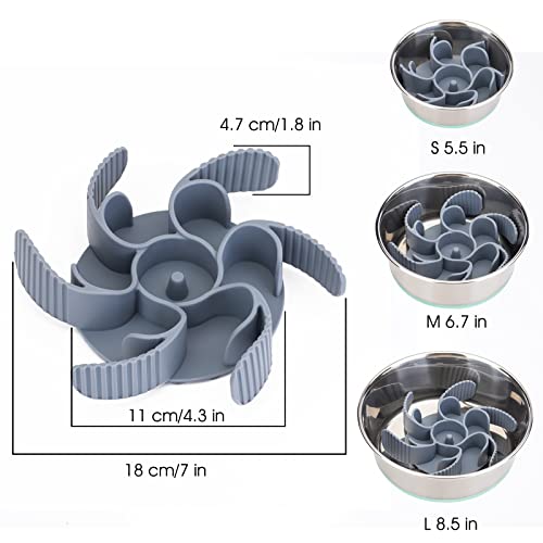 Keegud Slow Feeder Dog Bowls Insert [Octopus Suction Cups] Super Firm Slow Eating Dog Bowl [Cuttable] for Large Breed and Medium Size Dog Compatible with Regular and Elevated Dog Bowls (Turbine)