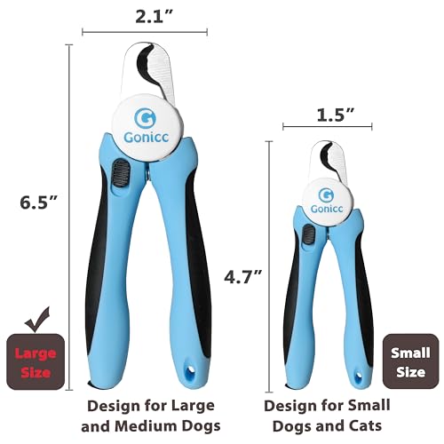 gonicc Dog & Cat Pets Nail Clippers and Trimmers - with Safety Guard to Avoid Overcutting, Free Nail File, Razor Sharp Blade - Professional Grooming Tool for Pets (for Large and Medium Dogs)