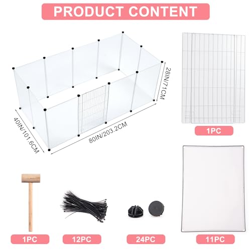 BRIAN & DANY Dog Playpen Portable for Small Animals, Dog Play Pen Indoor, Transparent Pet Playpen for Puppies, Cats, 80" L x 40" W x 28" H