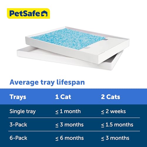 PetSafe ScoopFree Crystal Litter Tray Refills – Premium Blue Crystals, 6-Pack – Disposable Tray – Includes Leak Protection & Low Tracking Litter – Absorbs Odors on Contact