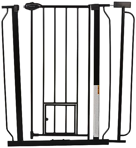 Carlson 36" Extra Tall Walk Through Dog Gate for Doorways & Bottom of Stairs, Metal Pet Gate with Small Pet Door, Expands 29.5”–36.5”, Black