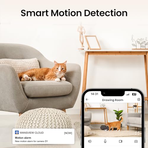Cinnado Security Camera Indoor-2K 360° WiFi Cameras for Home Security，Pet/Dog/Baby Camera with Phone app, 2-Way Audio, Night Vision, 24/7 SD Card Storage, Works with Alexa & Google Home (2.4Ghz)-D1
