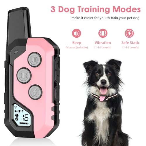 Shock Collar for Dogs, IP67 Waterproof Dog Training Collar with Remote, 3 Training Modes with Beep, Vibration, and Safe Static, Rechargeable E Collar for Large Medium