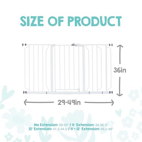 Regalo Safety 36" Extra Tall and 49" Wide Baby Gate for Doorways & Bottom of Stairs, Pressure Mounted Walk Through Baby Gate for Toddlers & Pets, Tested & Safe, American Designed, American Owned