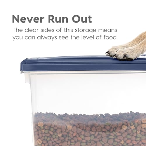 IRIS USA Dog Food Storage Container 30 lb + 11 lb, Stackable Combo Set, Airtight Pet Food Storage Bins with Wheels for Dog Cat Bird Chicken Food, BPA Free, Made in USA, Navy