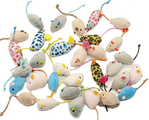 Fashion's Talk Mouse Cat Toys Soft Plush Catnip Mice Assorted Style Variety Pack 32 Count