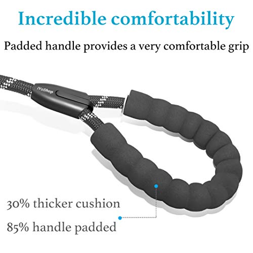 iYoShop Dual Dog Leash - 360° Swivel, No Tangle Walking Leash with Shock Absorbing Bungee for Two Dogs (Medium, 8-35 lbs, Black)