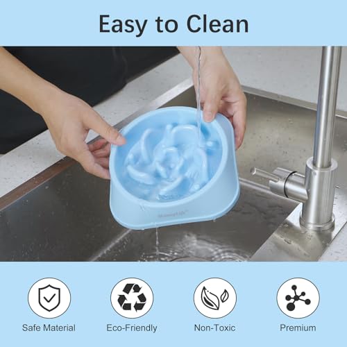 MateeyLife Slow Feeder Dog Bowls 2PCS, Anti-Choking Puzzle Dog Food Bowls, Anti-Slip Interactive Feeding Slow Down Eating, Bloat Stop Maze Dishes for Medium Breeds