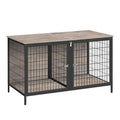 MAHANCRIS Dog Crate Furniture for 2 Dogs, 43.3" Dog Kennel with Removable Divider, Heavy Sturdy Dog Furniture Style Double Cage for Small Medium Dog, Indoor Pet House End Table, Greige DCHG1201