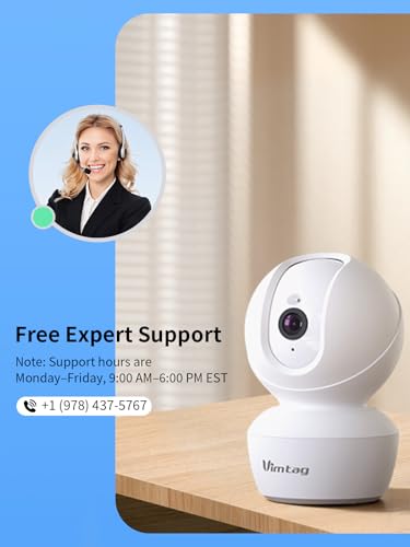 VIMTAG 4MP 5G Security Camera Indoor, Pet Camera with Speaker for Dog/Cat, Free AI Detection Indoor Camera with Phone App, Motion Tracking, Night Vision,2-Way Audio, Support 128GB Card(Not Included)