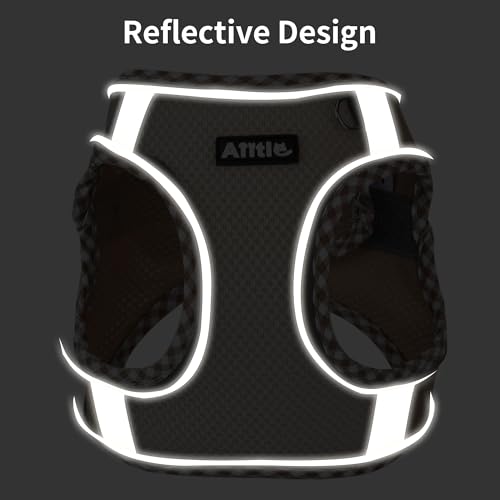 AIITLE Tiny Dog Harness - Lightweight Mesh Step-in Vest for Puppy, Reflective & Escape-Proof Design with High-Stick Magic Tape - Indoor/Outdoor Use for Chihuahua, Maltese, Shih Tzu(Brown-Beige, XXXS)