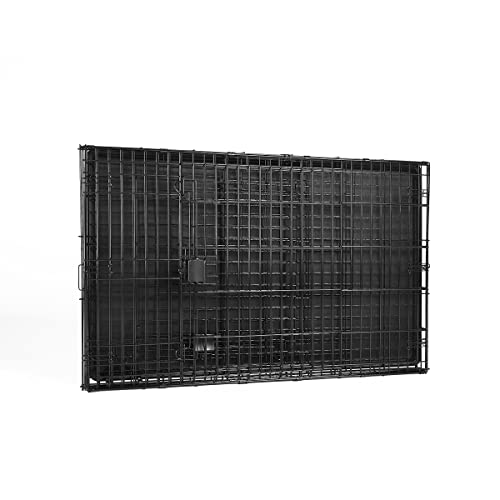 Amazon Basics Portable Metal Wire Dog Crate for Large Dogs, Double Door with Removable Tray, Divider Panel, Easy to Assemble, 48" x 30" x 32.5", Black