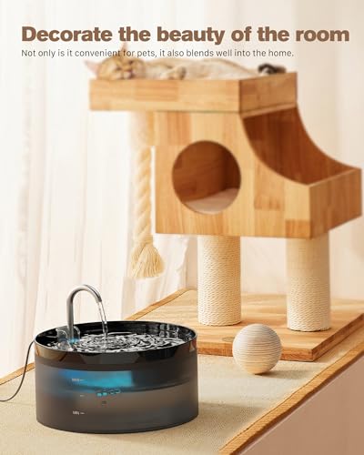 Cat Water Fountain: 108oz/3.2L Cat Fountain Super Silent Pet Drinking Dispenser - Water Fountains for Kitty Indoor - Quiet Pump and Faucet Design - Suitable for Cats and Dogs - BEMOONY