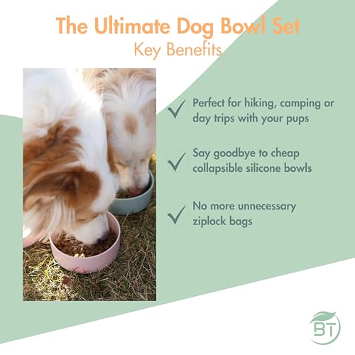 Barkin’ Trails Travel Dog Bowls, Portable Outdoor Water, BPA-Free Water Bowl Set, Food Grade Plastic Dog Travel Bowl, Dog Camping Essentials, Travel Container