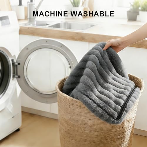 FURTIME Dog Bed for Small Dogs, Washable Orthopedic Dog Bed with Removable Cover, Rectangle Soft Calming Sleeping Puppy Bed Durable Pet Cuddler with Anti-Slip Bottom, Grey, S (20"x19"x6")