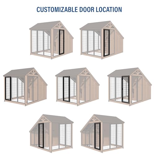 Backyard Discovery 7' x 5' Waggin' Retreat Cedar Wood Large Dog Kennel with Galvanized Steel Roof, Feeding Door, Doghouse Back Door, Water and Food Tray, Secure Lock Gate for Safe Outdoor Pet Shelter