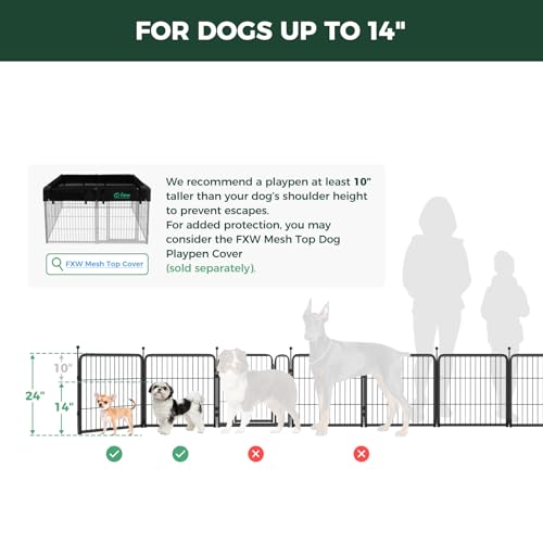 FXW Rollick Unleashed Dog Playpen for Indoor, Yard, RV Camping, 24 inch 8 Panels for Small and Puppy Dogs, Black│Patented