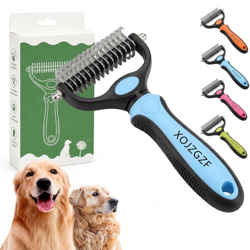 Pet Pro Tool Grooming, Dual Tooth Groom Pro for Dogs, Cat Deshedding Brush, Dog Rake Brush for Shedding, Cats Comb Undercoat Long Hair Knotter Remover, Double Teeth Coat Dual-Sided Professional Tools