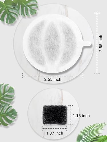 Kastty Cat Water Fountain Filter Replacement, 3.5L Cat Water Filter Made of Activated Carbon and PP Cotton,16 Pet Water Fountain Filter 16 Pack Replacement Pump with 2 Sound-absorbing Cotton(L04)