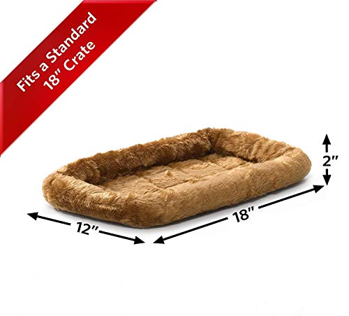 MidWest Homes for Pets QuietTime XXS Dog Bed – Cinnamon Faux Fur Bolster, Ultra-Soft and Machine Washable, Fits 18-Inch Crates and Carriers, for Small Dogs and Cats