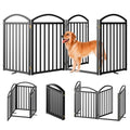 SNUOWU 4 Panels Full Matel Freestanding Dog Gates with Door, 96"Extra Wide 32"Tall Free Standing Dog Pet Gate for Indoor & Outdoor. Foldable Pet Fences for Doorways, House, Stairs, Porch, Deck, Yard