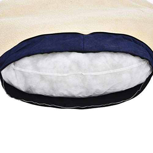 AmazonBasics Pet Cave Bed for Dogs and Cats, with Removable Nesting Cave Cover, Fits up to 30lbs Pets, 35 x 35 x 13 inches, Blue