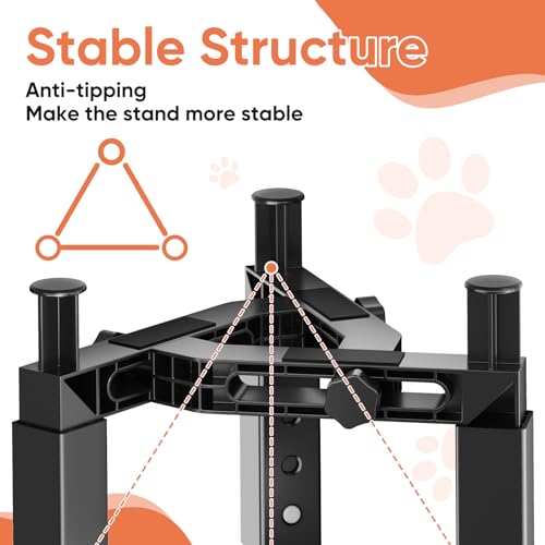 XIAZ Dog Bowl Stand Elevated Food Water Bowl Holder for Large Medium Small Sized Dog, Heights&Width Adjustable, Non-Slip, Durable, Elevated Feeding Bowl Stand for All Dogs Bowls (Stand Only)
