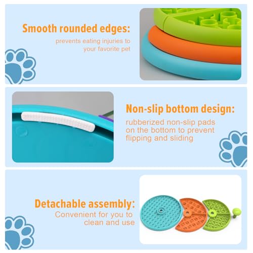 Slow Feeder Dog Bowl 3 Levels, Reduces Boredom and Anxiety, Non-Slip Interactive Puzzle Feeder, Suitable for Small/Medium/Larger Dogs