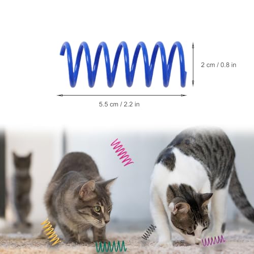Kitys Fatch 12PCS 12Colors Cat Spring Toys for Indoor Cats, Interactive Coil Springs for Self Play, Durable Heavy Plastic Cat Spiral Spring, Hunting, Biting, Swatting Creative Kitten Toy.