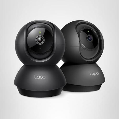 Tapo 2K Indoor Pan/Tilt Wired Security Camera - Works as a Baby Monitor & Pet Camera, Motion Detection, 2-Way Audio, Siren, Night Vision, No-Subscription Local Storage or Optional Cloud, C211 (2-Pack)