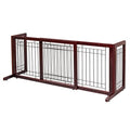 Bonnlo Free Standing Dog Gate, 37" - 68" Wide Pet Gate for Fireplace Stairs Doorways, Wooden Adjustable Pet Fence Indoor, Christmas Tree Gate (Cherry)
