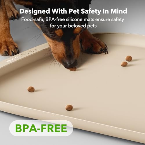 PETLIBRO Silicone Dog & Cat Food Mat for Feeder and Water Fountain, BPA-Free Waterproof Pet Feeding Tray with Raised Edge Spill Protection, Non-Slip Easy Clean Bowl Placemat for AF005 AF103, 17.7"x12"