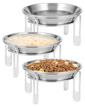 Elevated cat Bowl, 6.3" Wide Raised Stainless Steel Cat Food and Water Dishes, Small Dog Bowl, Whisker Friendly, Anti-Vomiting, Neck Stress-Free, Non-Slip Stainless Steel Stand with 4 Legs- 3Pack