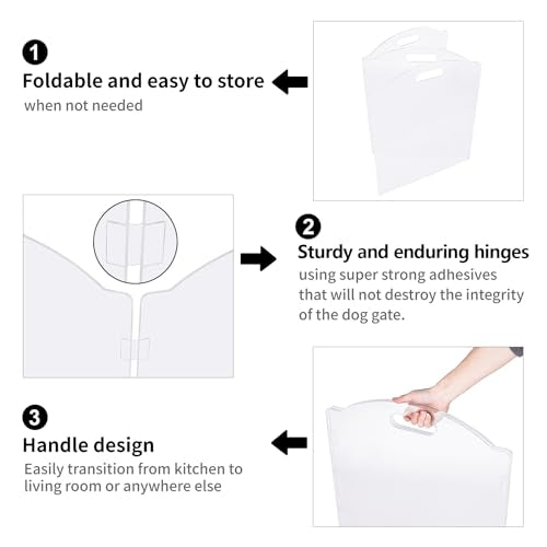 Clear Acrylic Freestanding Dog Gates for The House – Folding 3-Panel Pet Gates for Doorways, Indoor Stairs, and Hallways, Transparent Barrier for Dogs, Puppies, and Cats