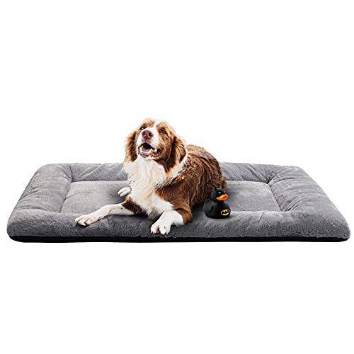 Dog Beds Crate Pad for Extra Large Dogs Fit Metal Crates,Ultra Soft Bed Washable & Anti-Slip Kennel Cozy Sleeping Mat,Gray 48inch