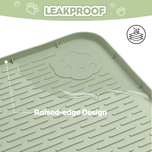 Bartuke Cat Litter Mat, Extra Large 40" x 28" Silicone Mat Litter Trapping Mat for Scatter Control, Soft on Kitty Paws, Easy to Clean (Green)