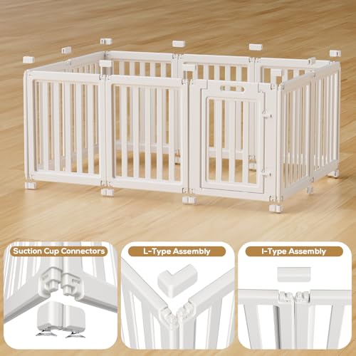 LoveTail Dog Playpen, Clear Dog Pen, Dog Pen Indoor, Easy to Install and Remove Dog Play Pen, Puppy Playpen Suitable for Dogs, Cats,Dog Playpen Indoor (White, 23.6 inch Height, 10 Panels)
