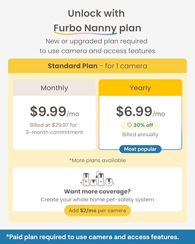 Furbo 360° Dog Camera + Mini [New Subscription Required at Setup] 2-Camera Bundle Nanny Pro Subscription: Dog Safety & Home Security Alerts, Pet Camera with Speaker, Phone App & Night Vision