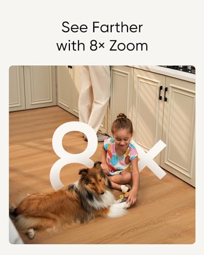 eufy Security 4K Indoor Cam S350, No Subscription, Dual Cameras, 8× Zoom, 360° Coverage, Works as a Pet Camera, Nanny/Senior/Baby Monitor, AI Auto-Tracking, Human/Pet/Cry Detection, 2.4/5 GHz Wi-Fi