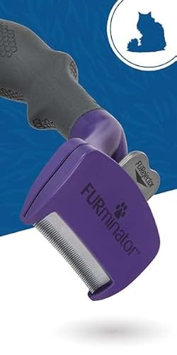 FURminator deShedding Tool For Medium to Large Cats With Short Hair, Removes Loose Hair From Shedding