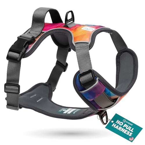 Embark Adventure Dog Harness, Reflective Trim No Pull Dog Harness for Large Dogs - Military Grade Nylon, Front Clip with Gel Lined Handle. Soft & Padded Puppy