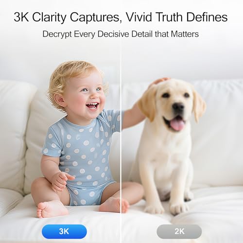 CINMOORE 5G Security Camera Indoor, 3K Pet/Dog Camera with Speaker/Phone App, PTZ WiFi Baby Monitor Cameras for Home Security, 0-Glow Night Vision 2-Way Talk, AI Tracking Facial Recognition Time Lapse