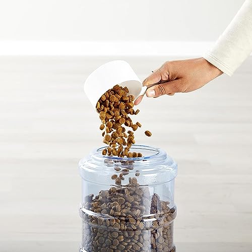 Amazon Basics Gravity Pet Food Feeder for Dogs and Cats, Easy to Clean, Easy to Fill, Removable Lid, 6-Pound Capacity, Small, Gray