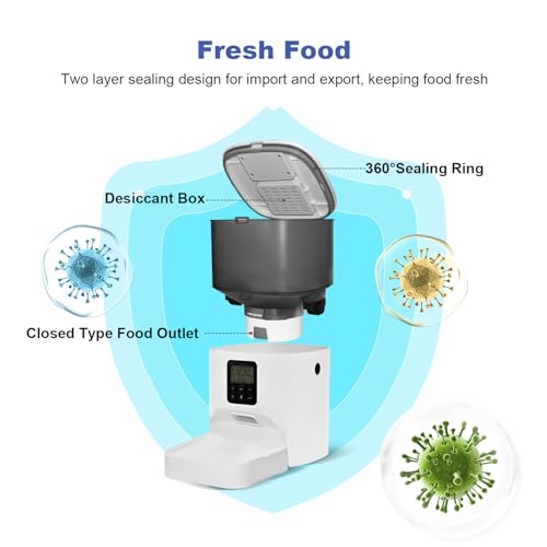 ANDOLL HOME Automatic Cat Feeder, 4L Cat Food Dispenser with 10s Voice Recorder, Pet Feeder up to 8 Meals per Day, Timed Dog Feeder with Dry Food Sealed Ring