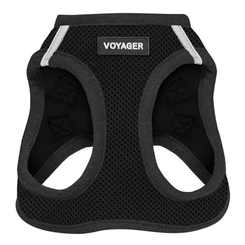Best Pet Supplies - All Weather Mesh / Plush, Reflective, No Pull Harness for Small, Medium Dogs, Cats - Secure with Hook & Loop Fastener, Buckle, Double D-Rings - Black/Black Trim, S
