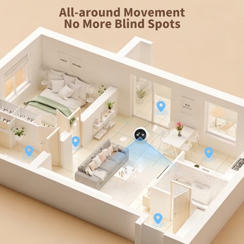Honey Tour 1080P Pet Camera Robot: Indoor Movable Home Security Camera with App Control, Night Vision, 2-Way Talk, Motion Detection, SD Card Storage, Smart Pet Cam for Cat/Dog/Baby/Elderly Monitor